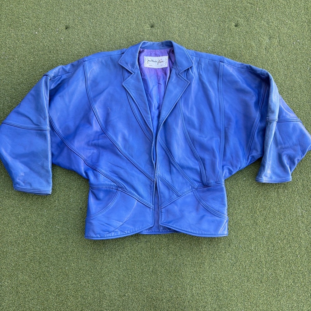 Vintage 70s Jean Claude Jitrois Women's Leather Jacket M/L Haute Couture France